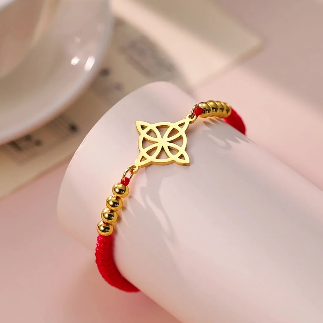 SIPURIS Bracciale nodo streghe per donne ragazze bracciali nodo celtico in acciaio inossidabile con protezione geometrica amuleto gioielli regali