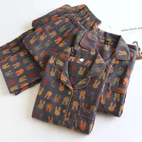 2026 Spring and Autumn New Couple Pajama Set 100% Cotton Long Sleeve Pants for Men and Women Two Piece Cute Home Furnishings - Image 2