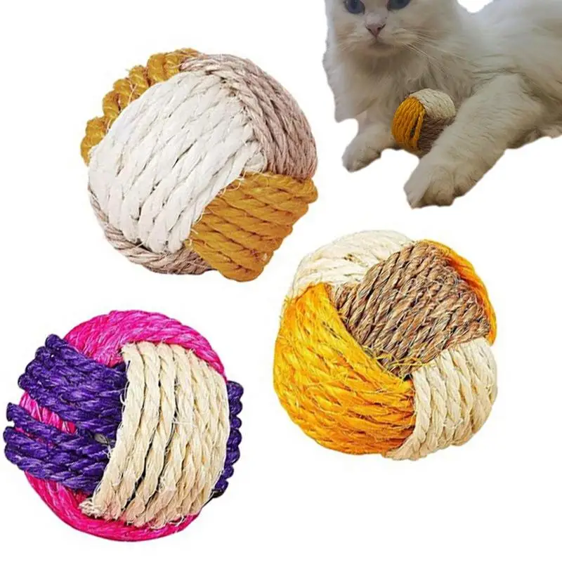 CatSisalBallColorfulCatBallToyCatRollingSisalBallToy1pc