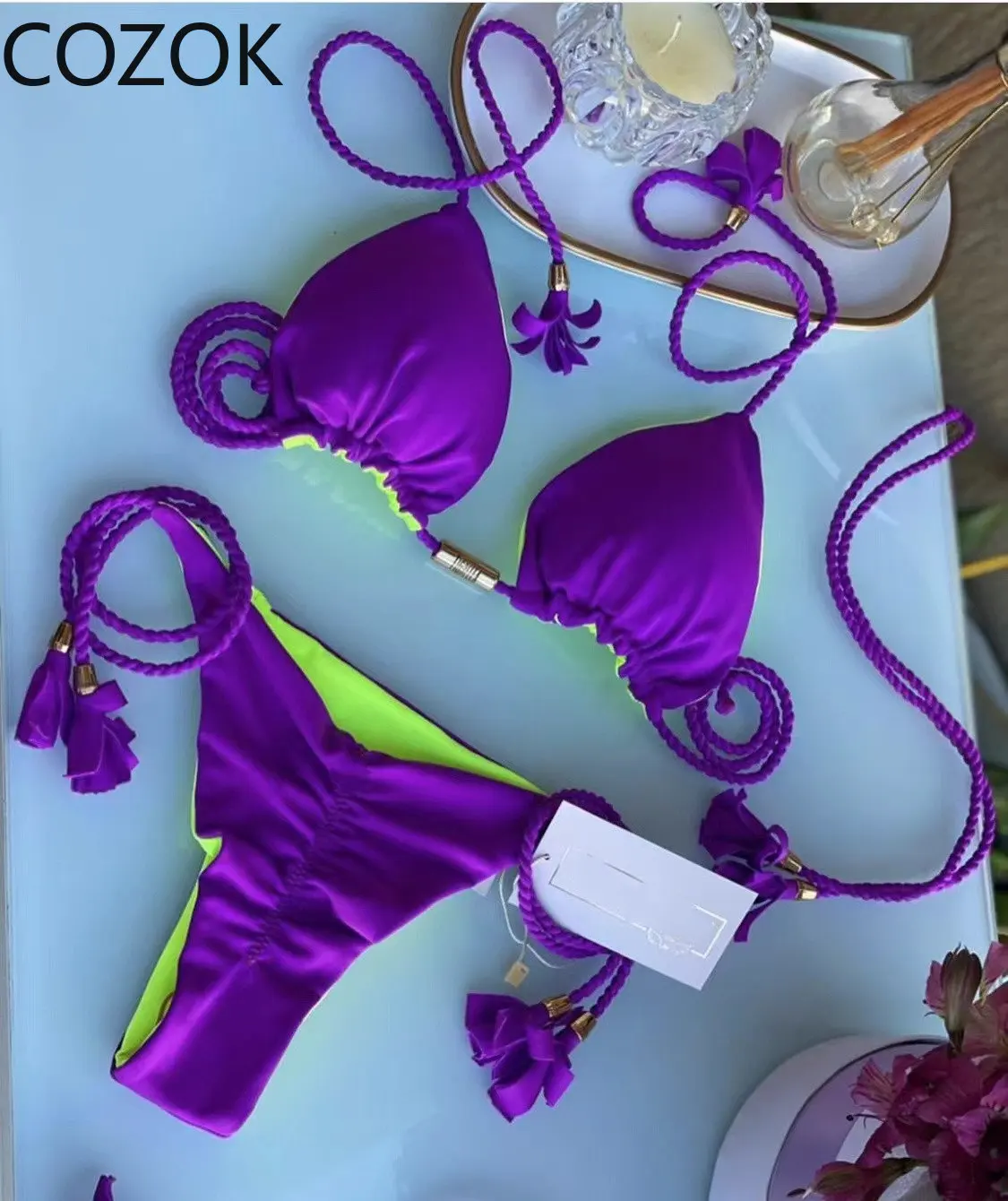 Swimwear Thong Bikini Set 2022 New Blue Swimsuits Woman Sexy Bathing Suits Bikinis Triangle Bandage Female Beachwear