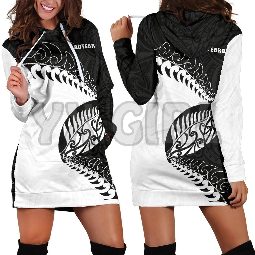 YX GIRL Rugby Aotearoa Fern Hoodie  3D Printed Hoodie Dress Novelty Hoodies Women Casual Long Sleeve Hooded Pullover Tracksuit