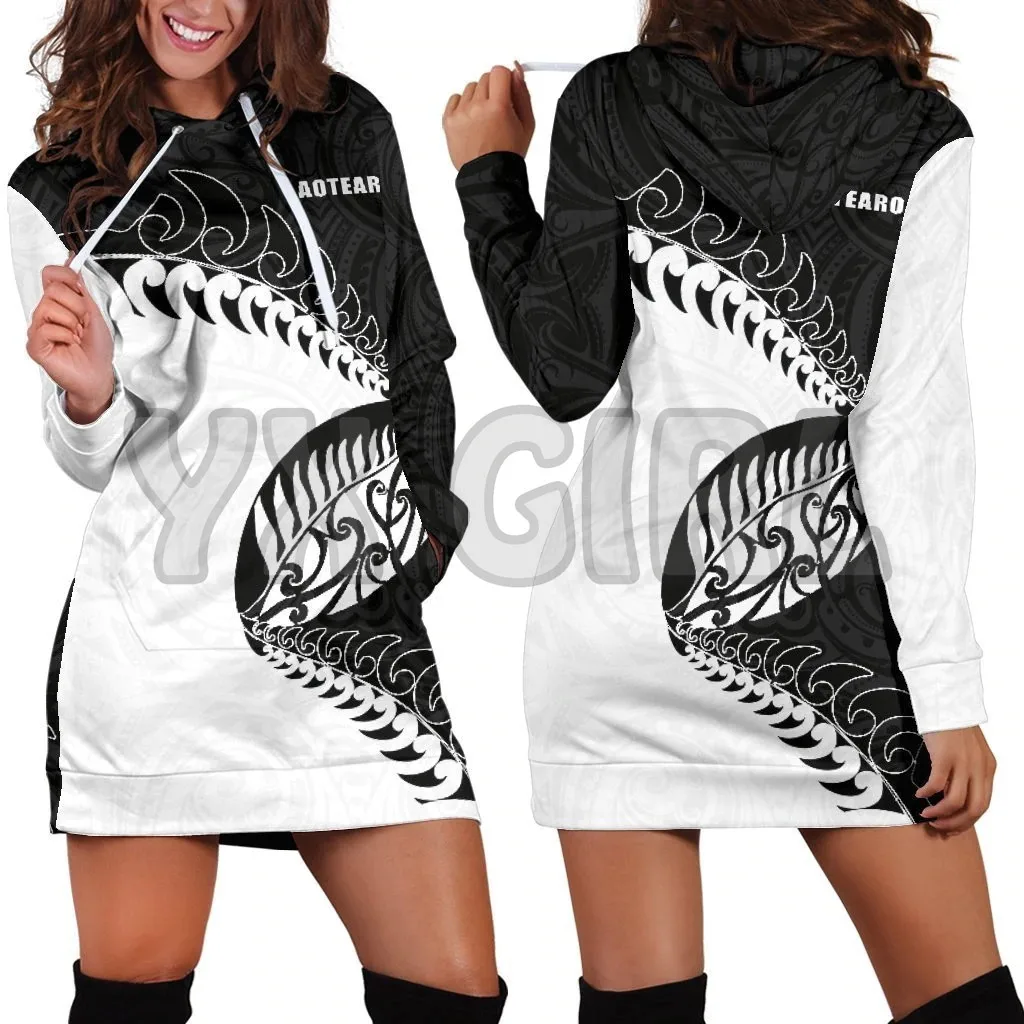 YX GIRL Rugby Aotearoa Fern Hoodie  3D Printed Hoodie Dress Novelty Hoodies Women Casual Long Sleeve Hooded Pullover Tracksuit nerdy stripe rugby short sleeve t shirt blue