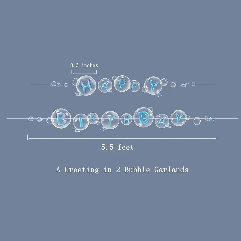 Under the Sea Transparent Blue Birthday Banner for Ocean-Themed Party Decoration
