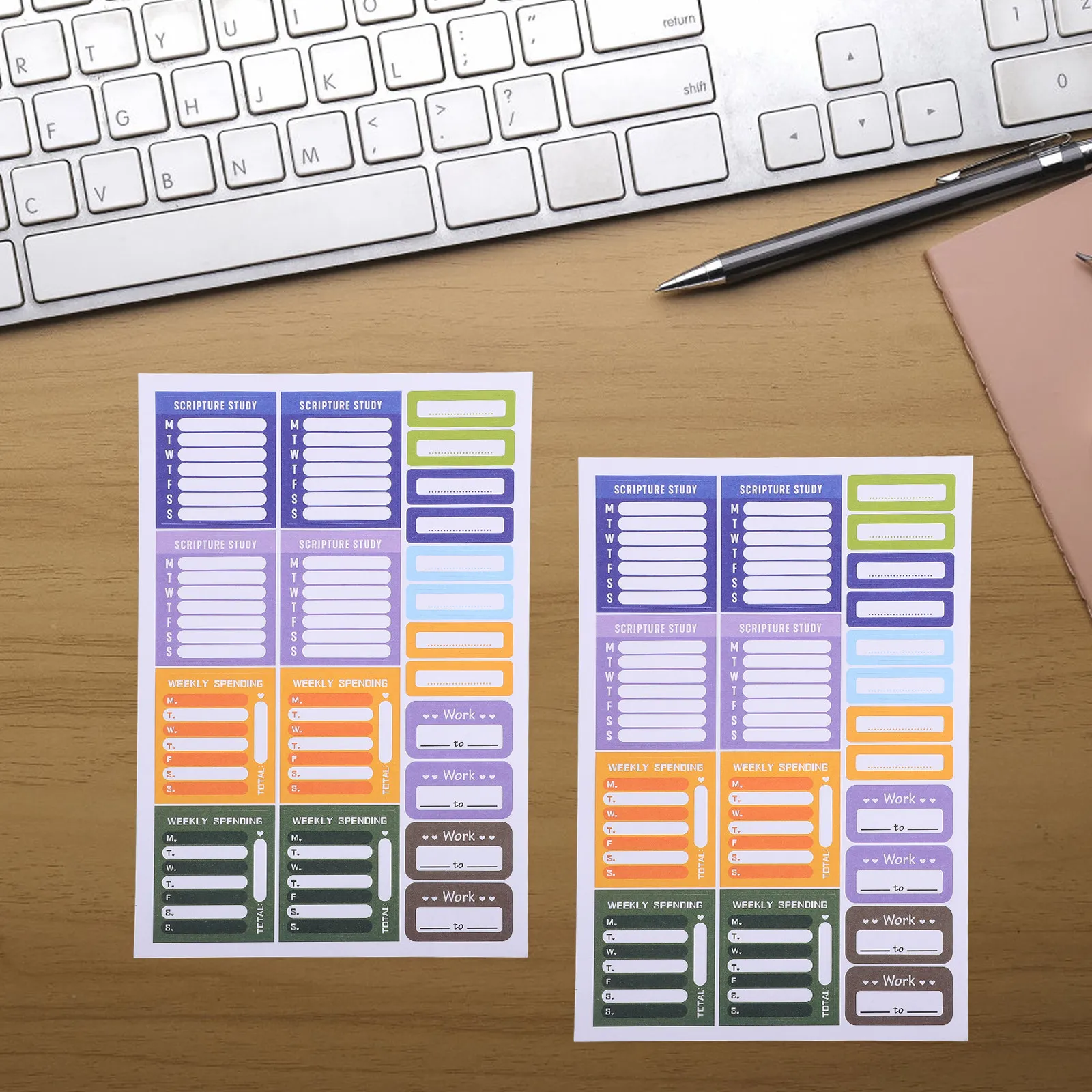 10장 스티커 플래너 스티커 화려한 월요일부터 시작하는 캘린더 저널 스크랩북킹 예산 관리 및 일정 정리용