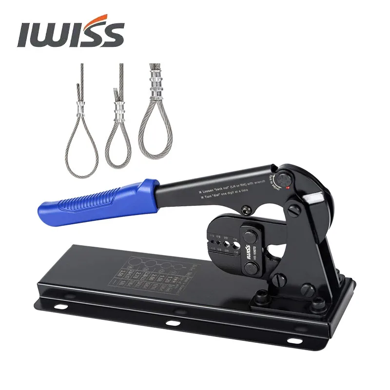 

IWISS IWS1608DTS Bench Mounted Wire Rope Swaging Tool for Aluminum Sleeves and Annealed Copper Loops from 3/64 to 1/8-inch
