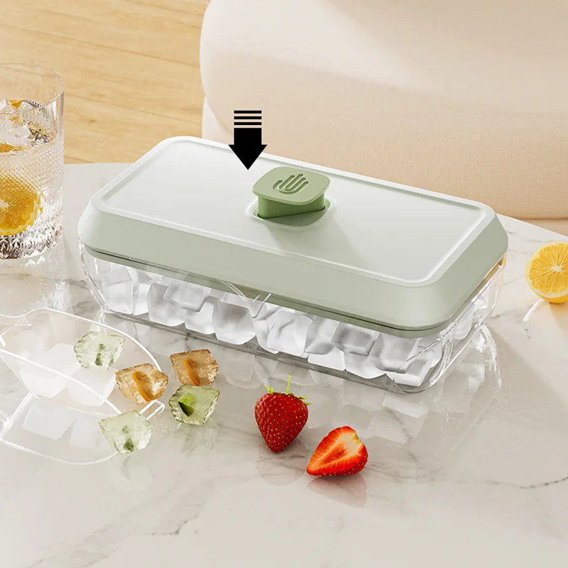 Silicone Ice Cube Tray Mould With Lid Shovel Storage Box Ice Maker DIY Whiskey Cocktail Tools 32 Grid