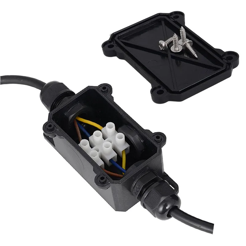 Waterproof Junction Box IP68 Plastic Black Distribution Box Suitable