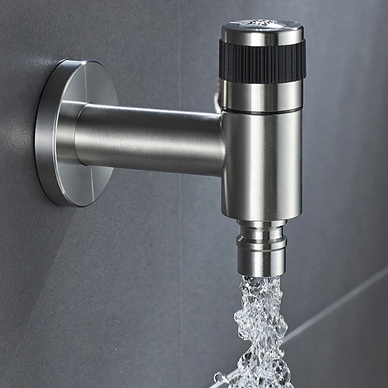 304 Stainless Steel Black Faucets Outdoor Garden Faucet Wall Mounted Bathroom Corner Washing Machine Faucet garden bibcocks bathroom faucet washing machine faucet water tap faucet