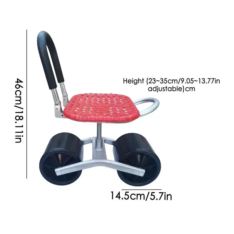 Garden Cart with Seat Mobile Garden Workseat Adjustable Height Duty Rolling Weeding Stool Stool Foldable Chair