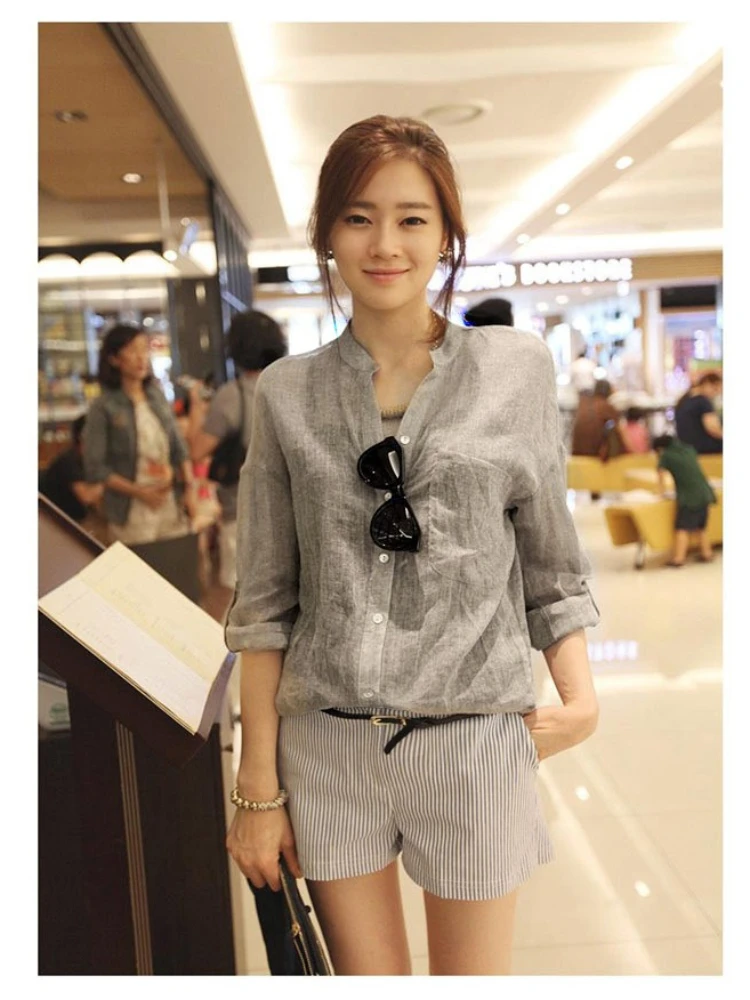 우아한 여성 셔츠 코튼 리넨 대형 사이즈 블라우스, 여성 빈티지 블라우스, 20..