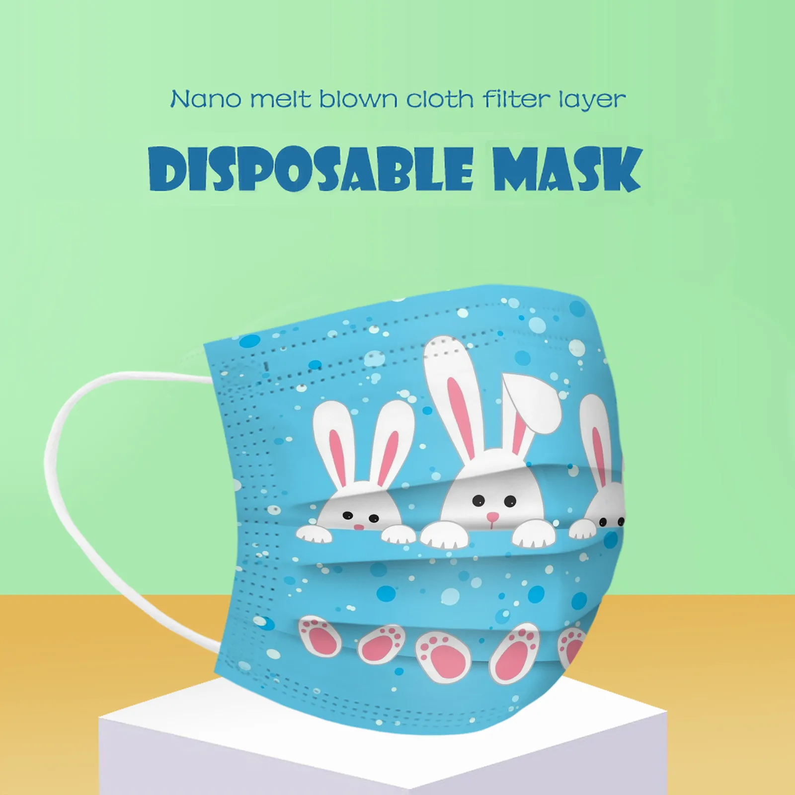 10pcs Bunny Eggs Adult Disposable Face Mask Printed 3ply Dustproof Mascaras Masque Disposible Enfant Breathable Mascarilla 5