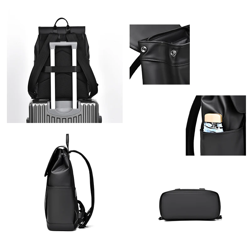 Minimalist Luxury Men's Backpack 15.6 Inch Laptop Backpack Waterproof Business Travel Backpacks for Men Luggage Strap Design 5