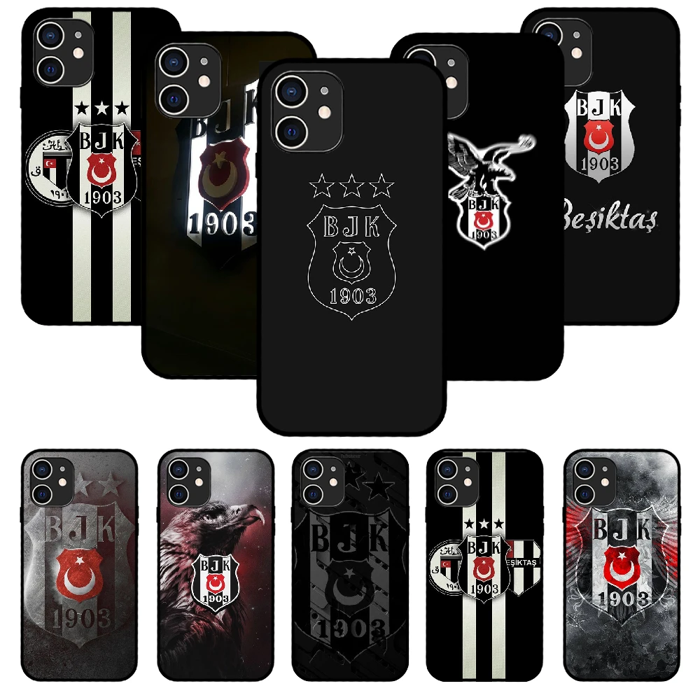 For iPhone 13 Pro Max 12 Mini 11 SE 2020 6 6S 7 8 Plus XS X XR Phone Case Black Cover Back Trend Coque Fashion besiktas BJK 11 cases
