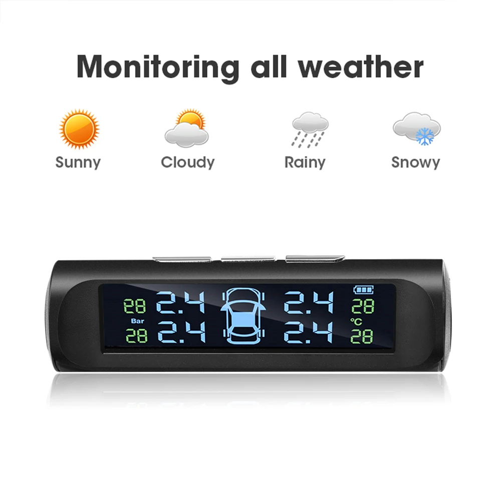 USB or Solar Charging Car TPMS Tire Pressure Monitoring System HD Digital LCD Display Auto Alarm tool Wireless 4 external Sensor car tire pressure monitor,car tire pressure sensor