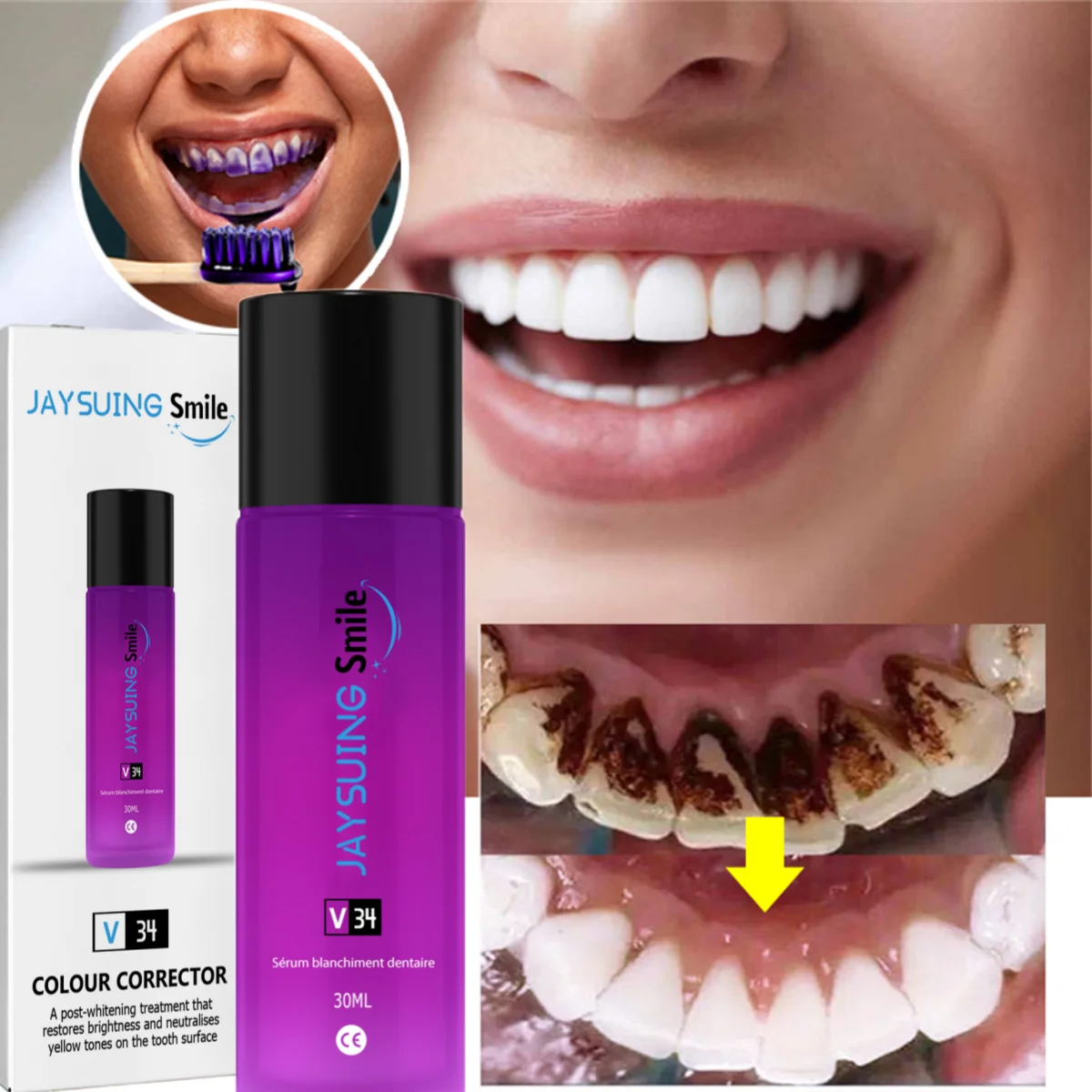 V34 Series Dazzling White Mousse Tooth Cleaning Toothpaste Fresh Breath