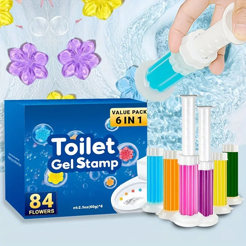 6pcs toilet cleaning printing floral toilet deodorization deodorization gel suitable for toilets bathrooms kitchens toilet deodorization gel