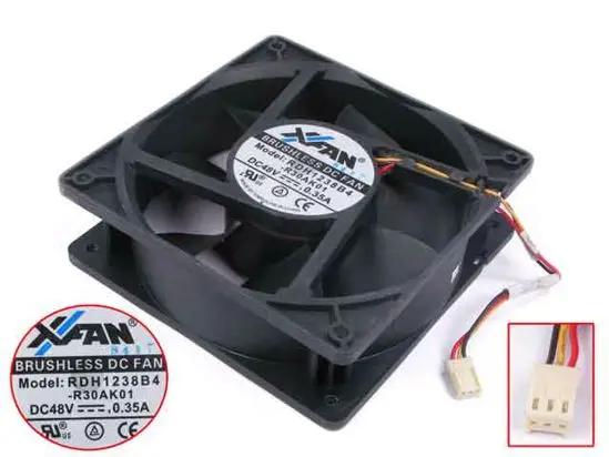 

XFAN RDH1238B4-R30AK01 DC 48V 0.35A 120x120x38mm 3-Wire Server Cooling Fan