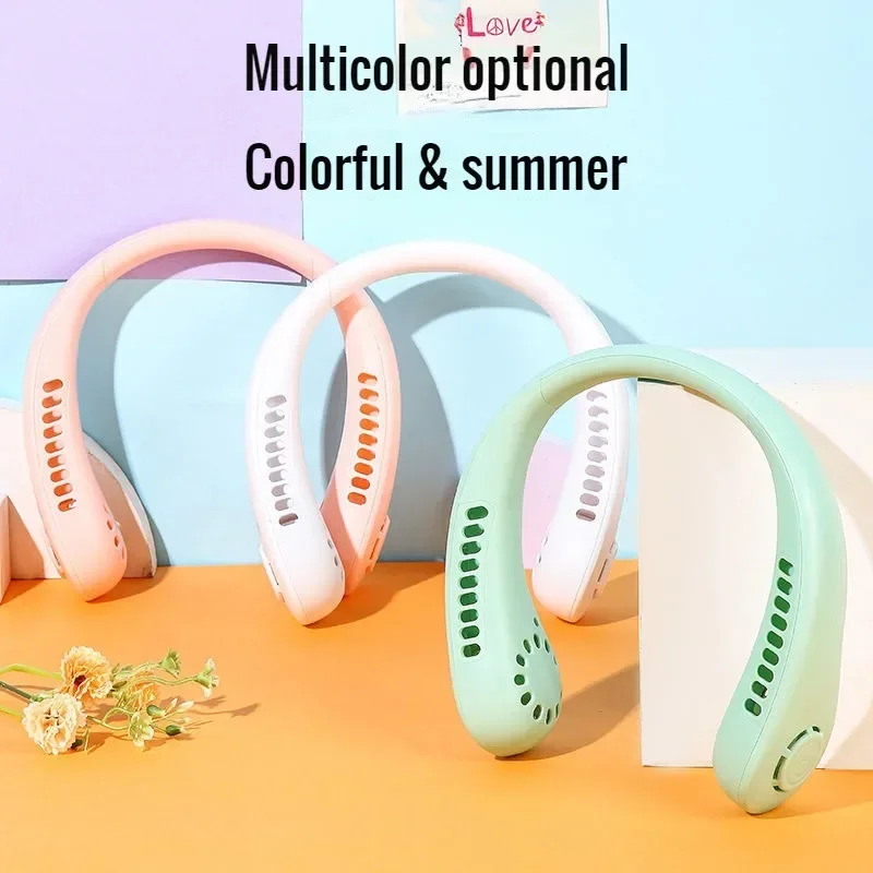 Adjustable USB Charging Portable Quiet Super Long Life Outdoor Sports Office Camping New Mini Hanging Neck Fan High Wind 3 Speed