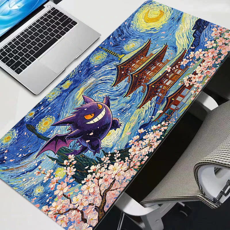 90x40cm XXL 고무 대형 PC 마우스 패드 G-Gengar 사쿠라 탑 게이머 게임용 마우스 패드 러그 데스크 키보드 매트 컴퓨터 노트북 매트