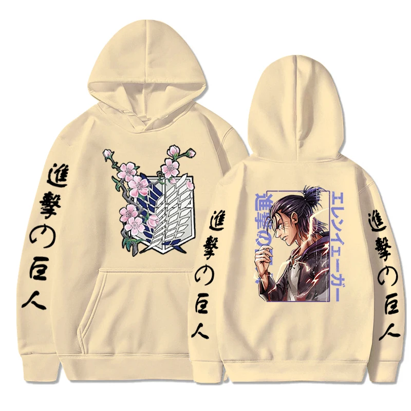 

Eren Attack on Titan Anime Clothes Hot Manga Hiphop Streetwear Harajuku Teens Girls Streetwears Boys Oversized Sweatshirt Hoodie