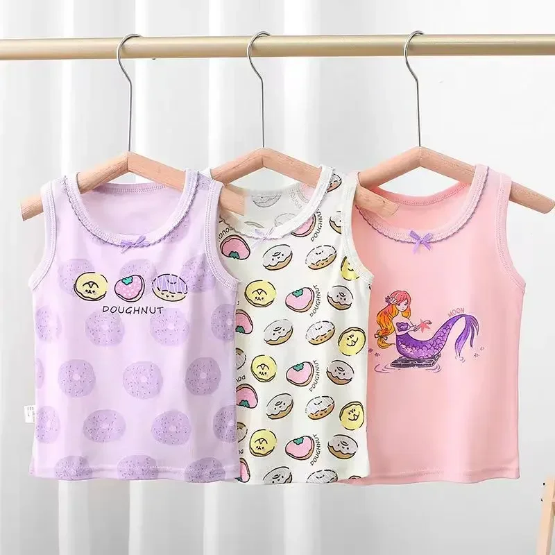 Summer Cotton Bamboo Tank Tops For Kids Girls Outfits Undershirt Teenager Singlets