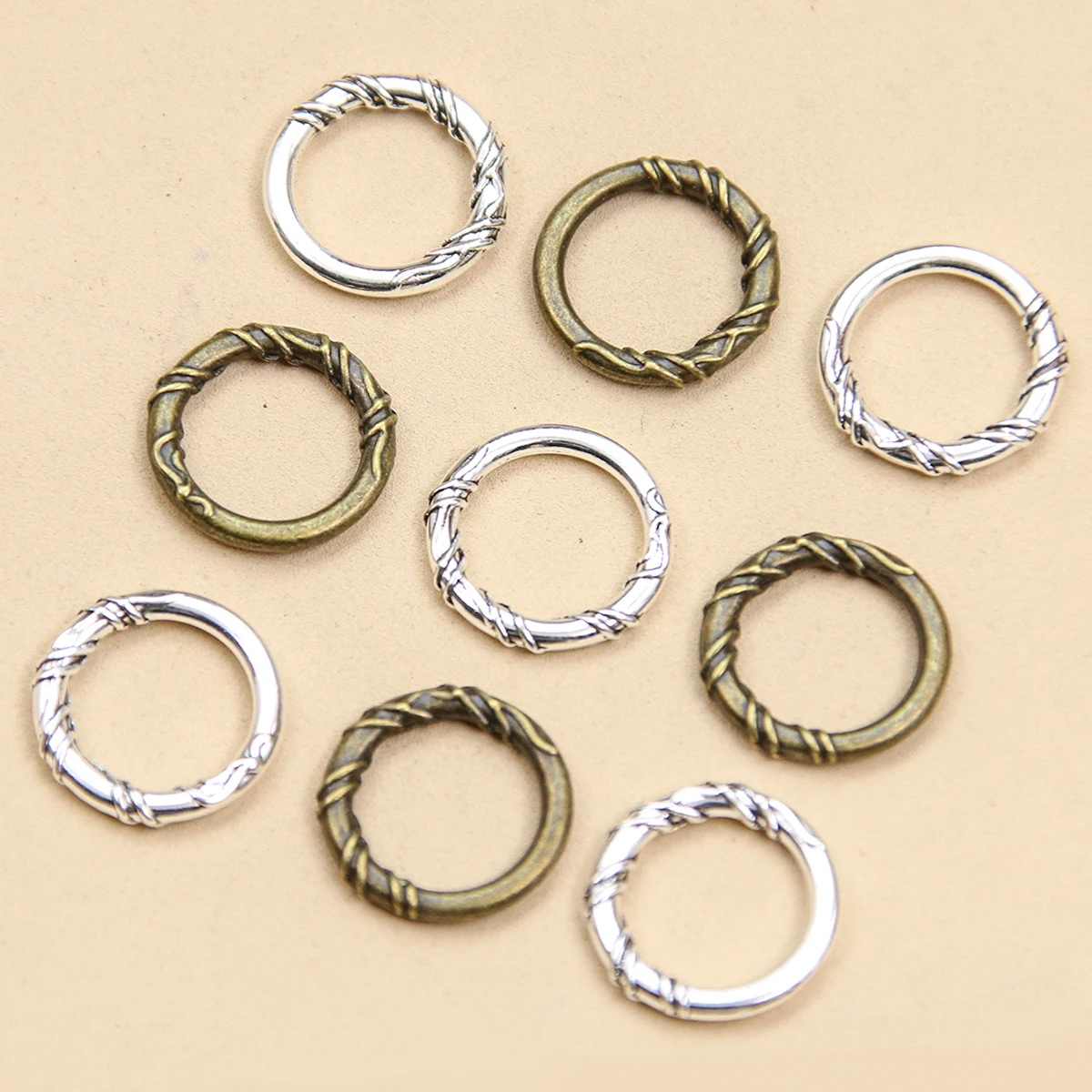 100PCS 12mm 2 Color Metal Alloy Geometric Shape Pendant Two
