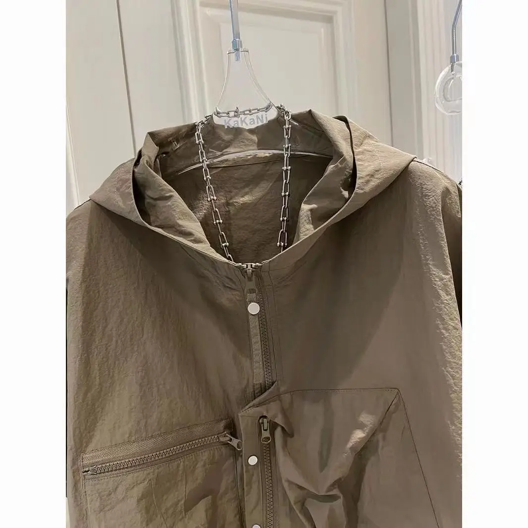 Fashionable Pocket  Clothing Workwear for Men's 2024 Summer New Short sleeved Outdoor Breathable Thin Coat Trend