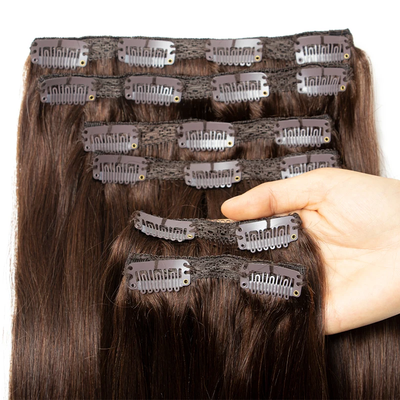 6PCS Human Hair Clip in Extensions Big Volume Seamless Full Head For Thick Raw