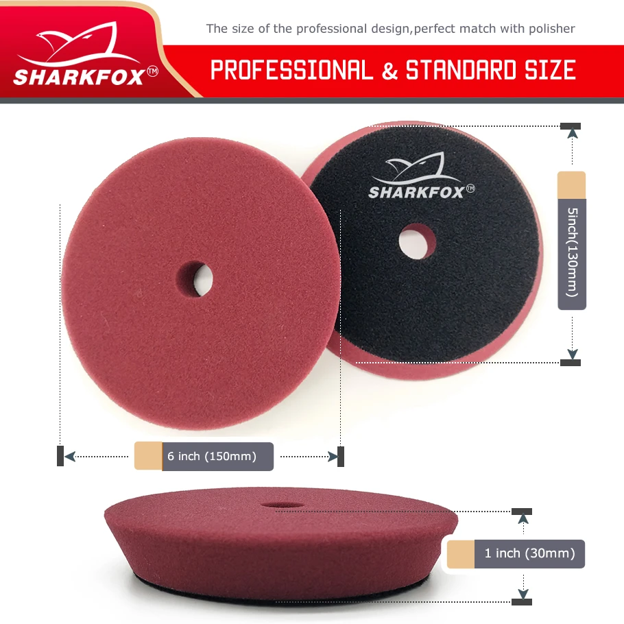 Sharkfox Car Polishing Pad 5Inch Car Polish Buffing Pad Abrasive Disc Sponge Foam Pads