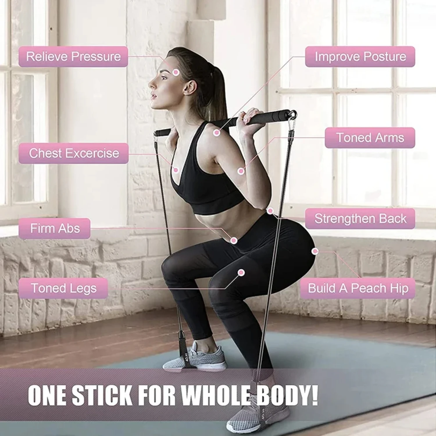 Fitness Stick Bodybuilding Elastic Bands Workout Latex Pull Rope Portable Pilates Resistance Bands Set Fitness Equipment