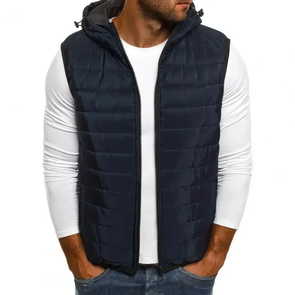 

Vest Hooded Men Daily Sleeveless Stitching Padded Winter Wear For Waistcoat Great