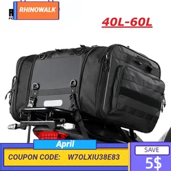 Rhinowalk Waterproof 40L-60L Motorcycle Tail Bag Multifunction Motorcycle Rear Seat Bag High Capacity Motorcycle Bag Raincover