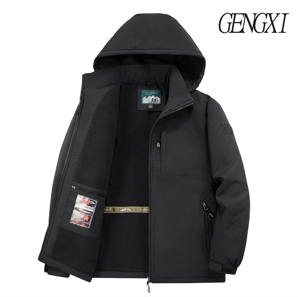 outdoor sports fleece lined thickened men's softshell windbreaker autumn/winter new arrival windproof warm workwear jacket Outdoor Sports Fleece-Lined Thickened Men's Softshell Windbreaker Autumn/Winter New Arrival Windproof Warm Workwear Jacket 3