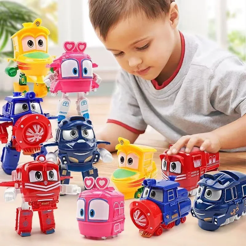Bambini Cartoon Trains Deformation Robots Model Toys Plastics Train Action Figure Deformation Robot Car Anime Game Regali Per Bambini