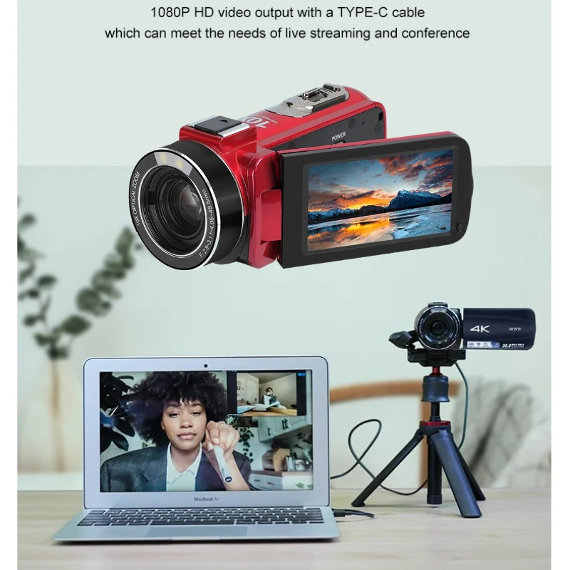 Videocamera Digitale Z88 4K con Zoom Ottico 10X e Schermo da 3 Pollici per YouTube, Vlog, Video Domestici e Registrazioni Professionali - immagine 6