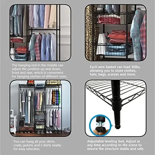 Xiofio 6 Tiers Heavy Duty Garment Rack,Storage Organizer, Metal