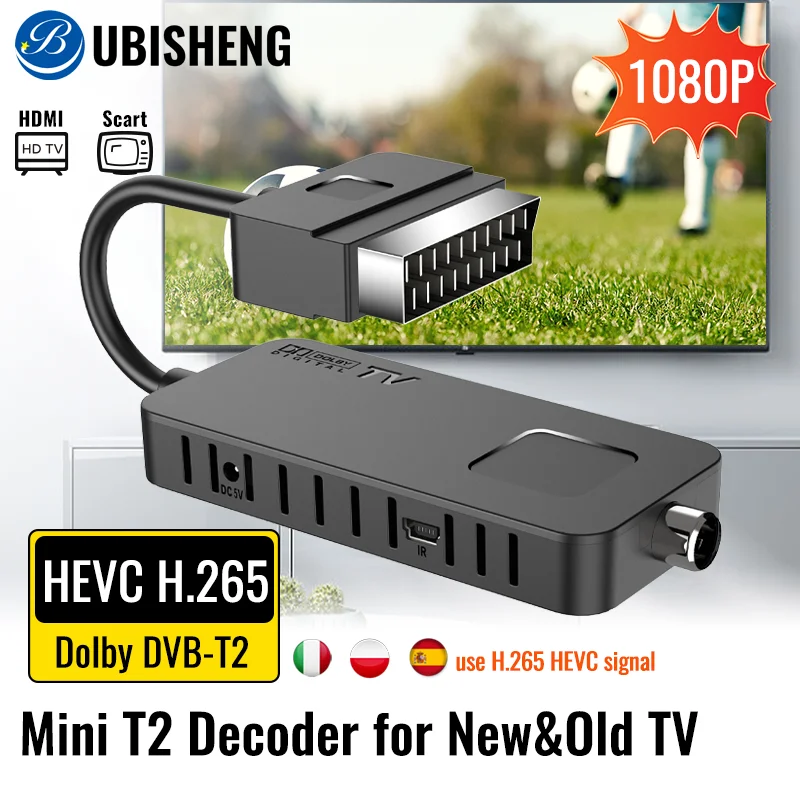 UBISHENG-receptor de televisión Digital terrestre 1080P T2, decodificador  FTA DVBT2 H.264, compatible con PVR, EPG, WiFi, sintonizador de TV