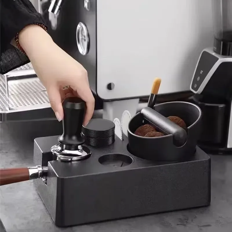 Espresso Coffee Grind Box Station with Tamper Hold...