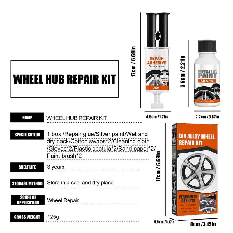 Wheel Repair Kit Universal Alloy Car Wheel Repair Kit Washable Auto Wheel Rims Repair Tool Set Dent Scratch Restore Rim Care Accessories