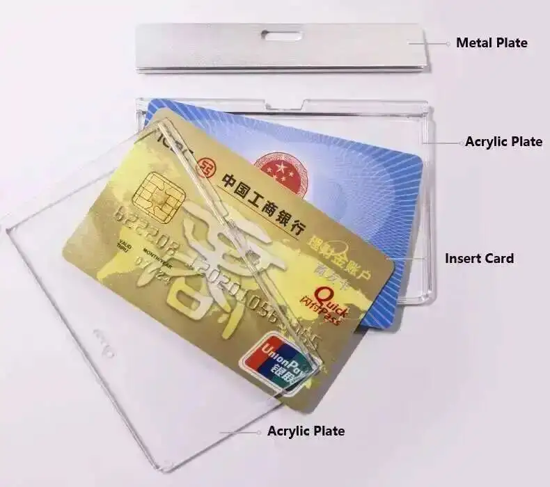 Rahmenlose Aluminiumlegierung Mitarbeiter Abzeichen Zugang Ausweishalter Halskette Lanyard für Einzelhandelsgeschäft Hotel Büro (Standardgröße) – Detail 5