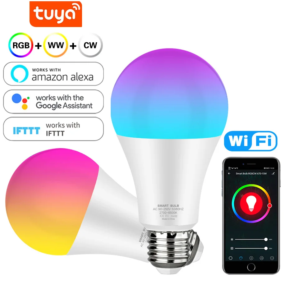 KIT 2 lampadine LED SMART WiFi RGB RGBW 2700K Alexa Google Home app android  iOS