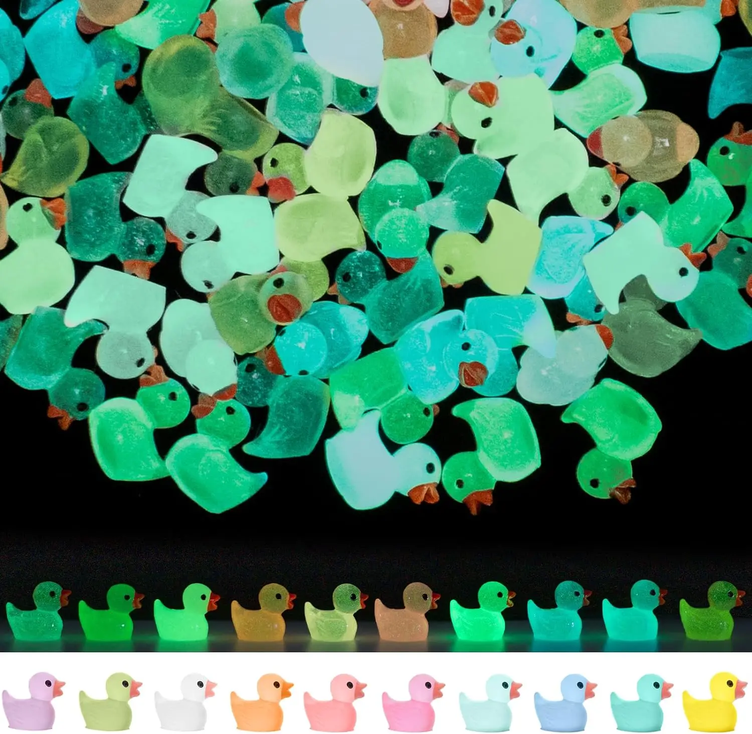 Patos Luminiscentes Jardín 100 Patitos Miniaturas De Resina Que Brillan En La Oscuridad - 10 Colores Divertidos Para Decoración DIY Patitos Pequeños