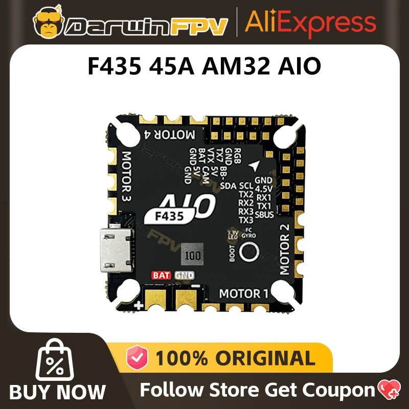 DarwinFPV F435 45A AM32 AIO Flight Controller Stack FPV