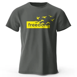 Freedom Letter Printed Cotton Oversized Graphic T-Shirt - XXXL (Dark Gray)