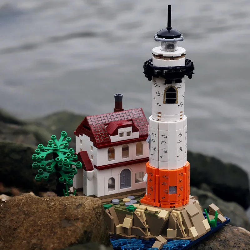 City Series Sea Lighthouse Island Model Building Blocks Cape Lighthouse Con Mattoni Leggeri Giocattoli Regali Di Compleanno Per Bambini Moc