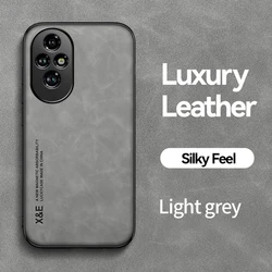 Luxury Retro PU Leather Shockproof Phone Case - Soft Silicone+PC Back Cover for Honor 200 Pro (Light Gray)