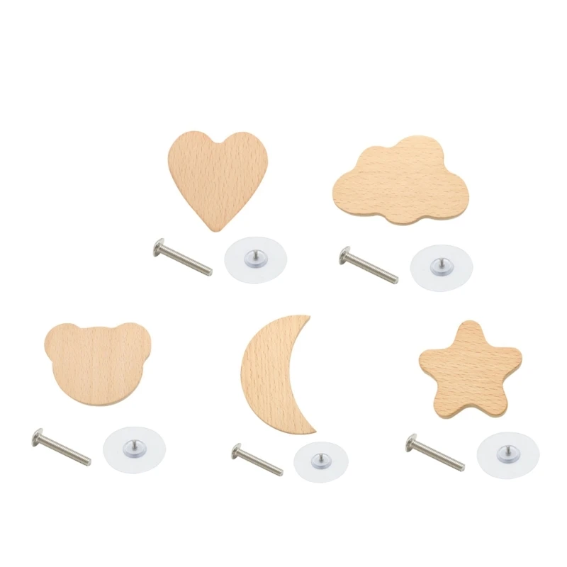 Maniglie Per Cassetti Per Mobili In Legno, Maniglie Con Viti, Pomelli Per Armadietti A Forma Stella, Luna, Orso E Cuore, Per