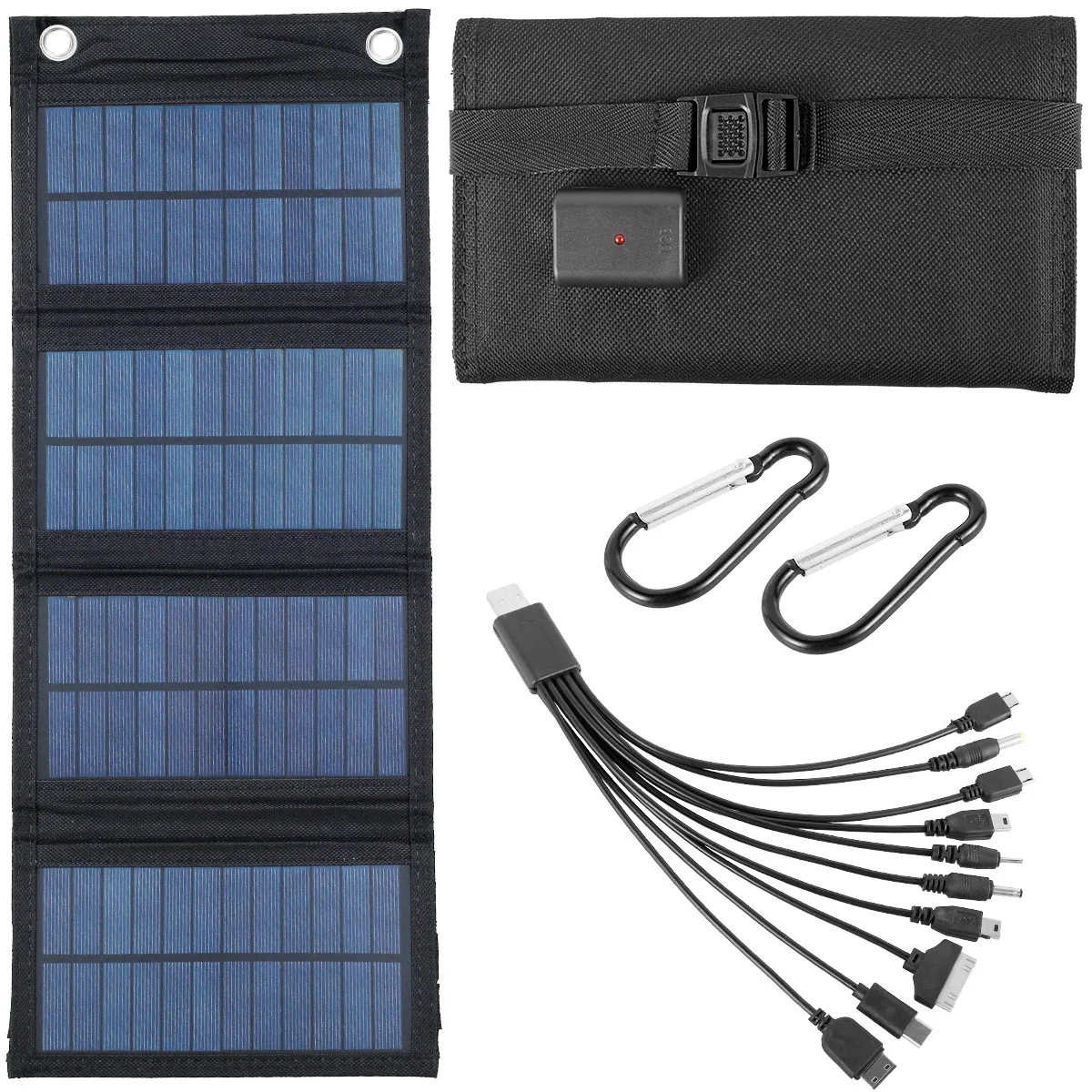 Solar Panel Folding Charger IP65 Waterproof USB Charger Lightweight Outdoor Portable Cell Phone Battery Power Travel Camping