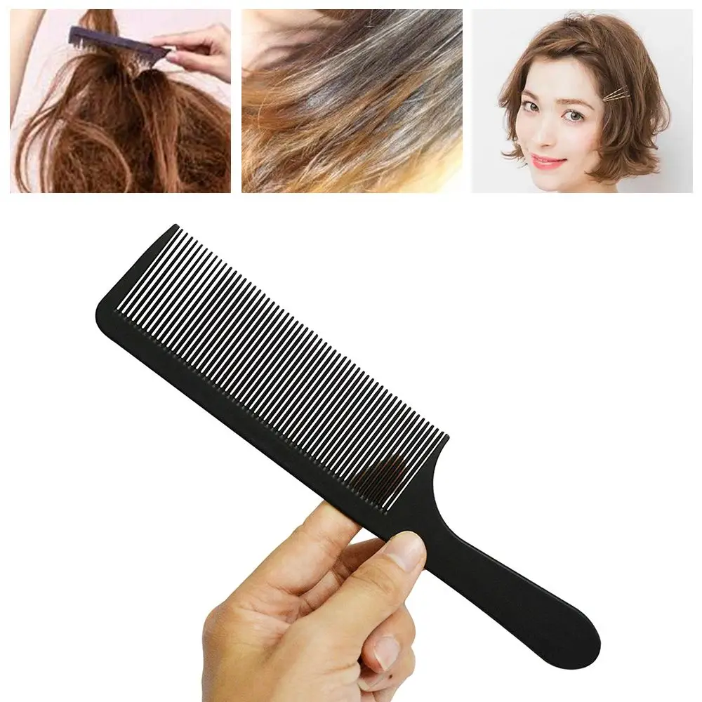 1PC Black Flattop Hair Cutting Comb Heat Resistant Hair Cutting Tool Hairdressing Hair Stylist Salon Carbon Antistatic Combs 3