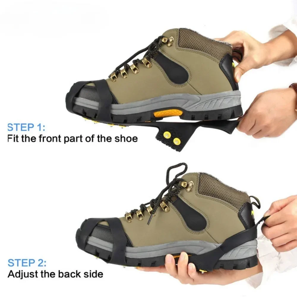 Studs Snow Ice Claw Anti-Skid Thermo Plastic Elastomer Climbing Shoes Spikes Grips Cleats Over Shoes Covers Crampons 10 ice gripper spike